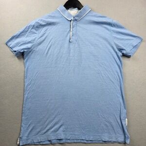 Hugo Boss Mens Light Blue Slub Knit Polo‎ Shirt Regular Fit Short Sleeve Size L